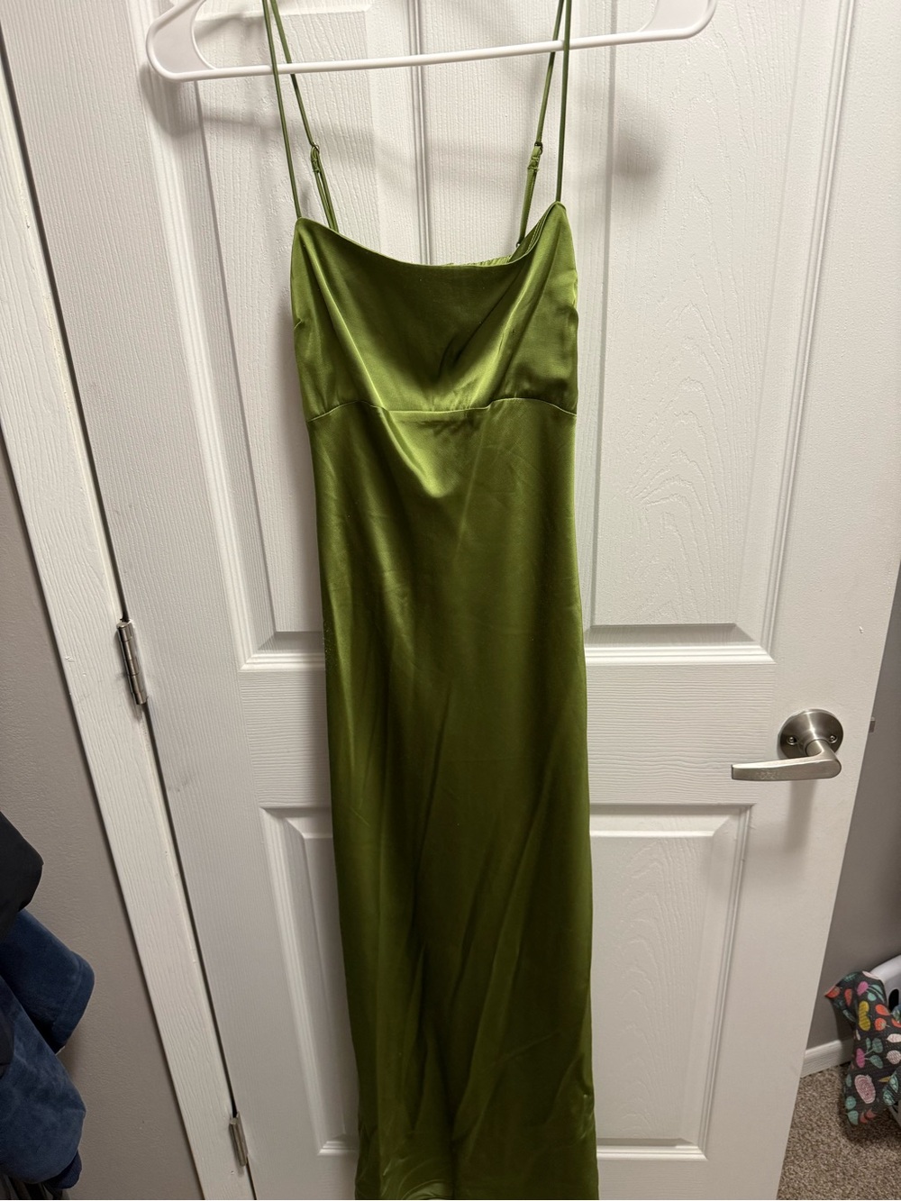 Abercrombie & Fitch Olive Green Satin Maxi Slip Dress